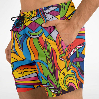 Rainbow 60S Psychedelic Rave Swim Trunks