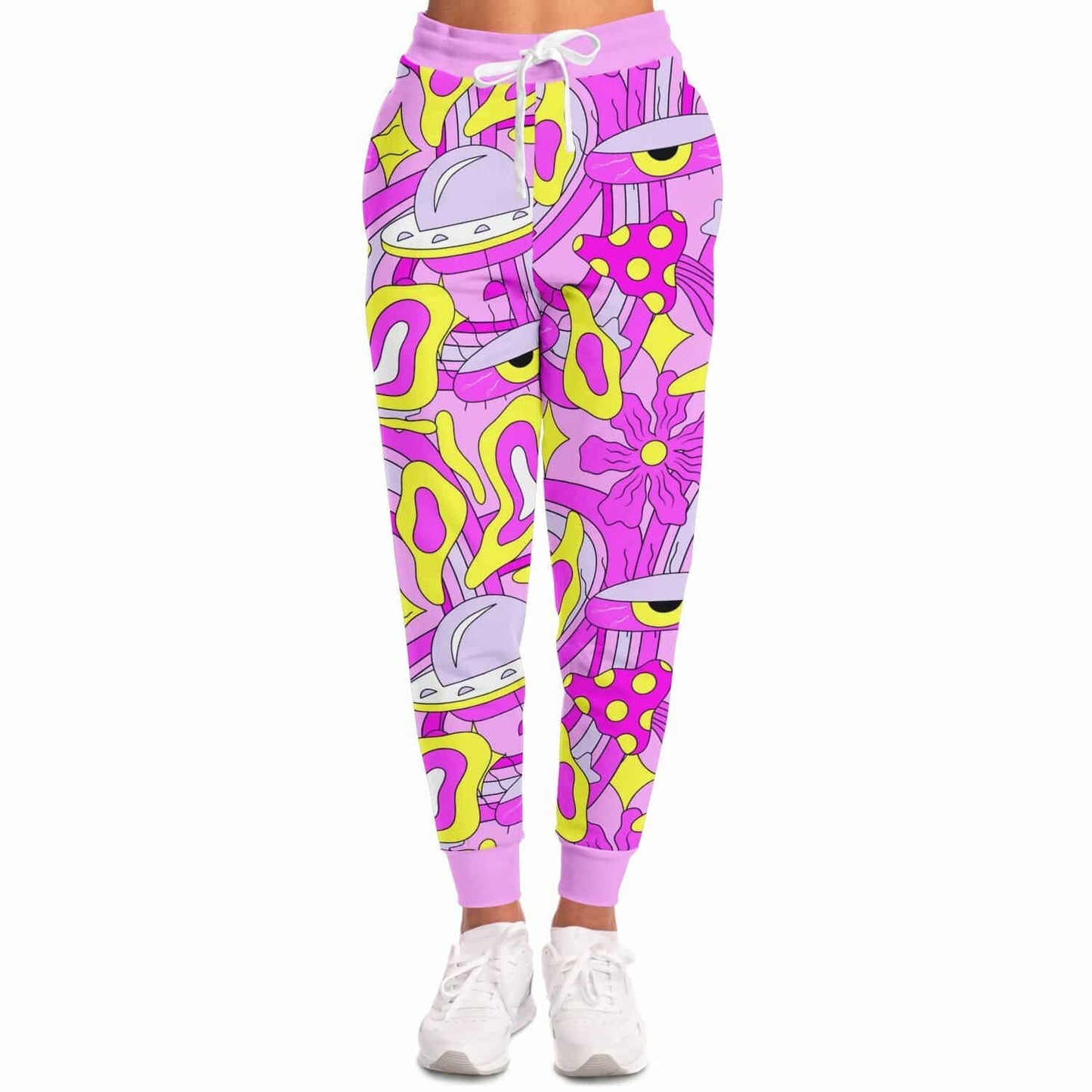 Pink Lilac Cartoon Flying Rave Joggers
