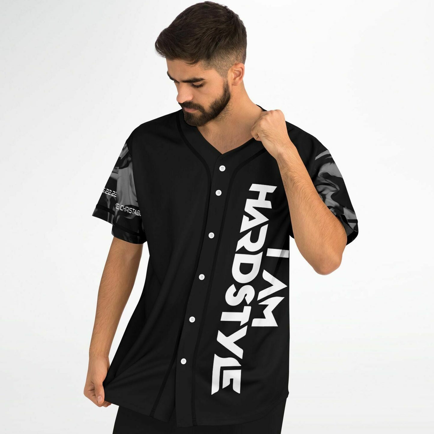 I Am Hardstyle Black Bold Vertical Rave Baseball Jersey