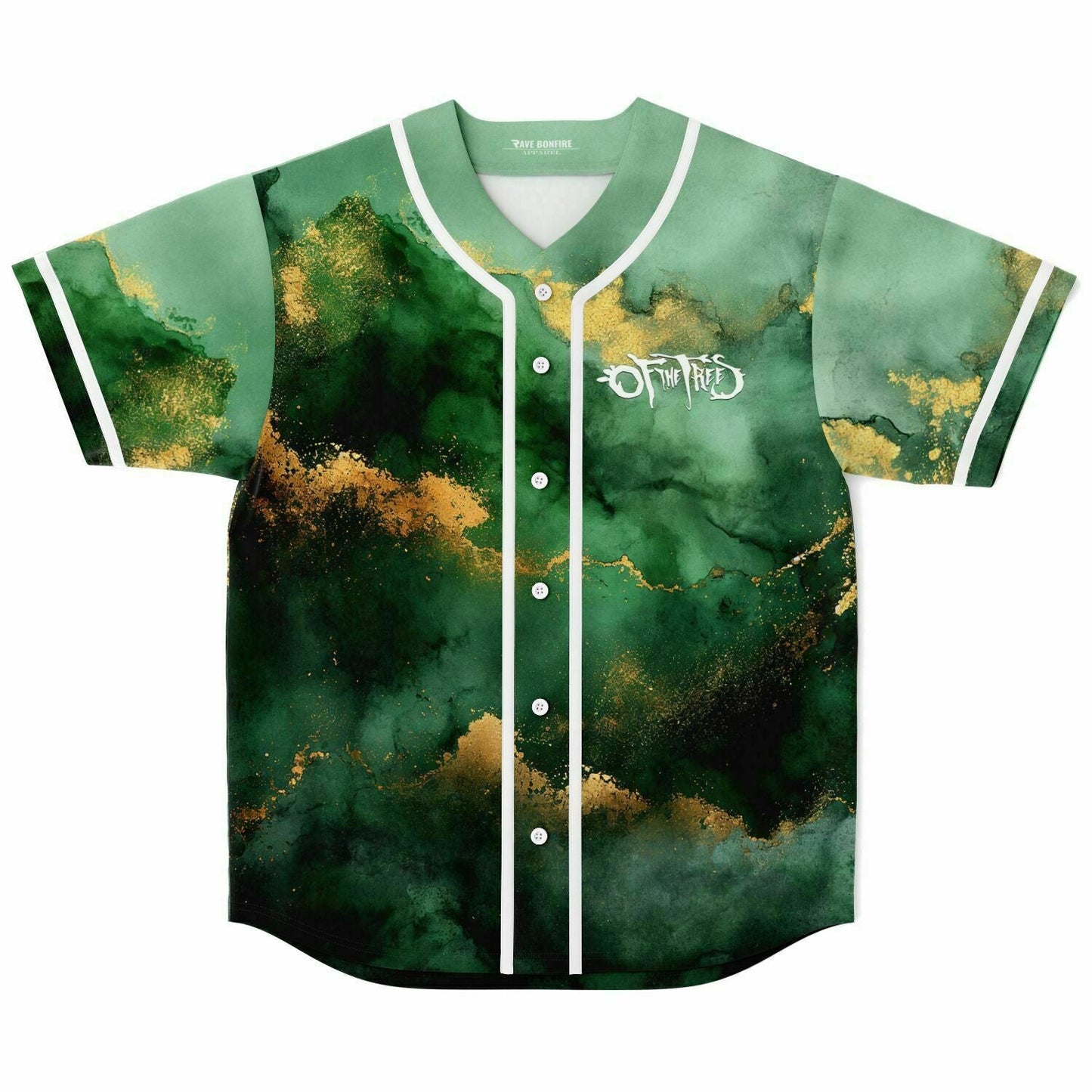Of The Trees Emerald Green Watercolor Rave Baseball Jersey