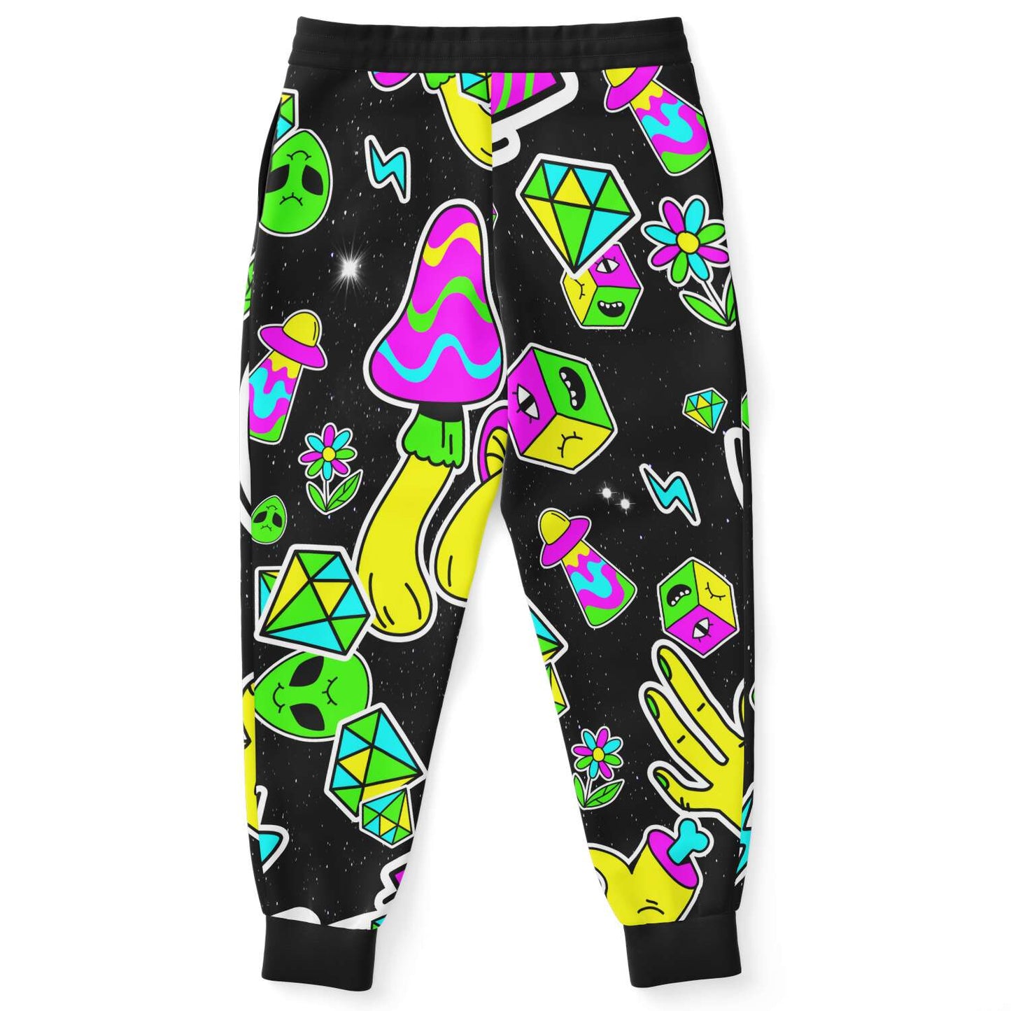 Black Cartoon Sticker Rave Joggers