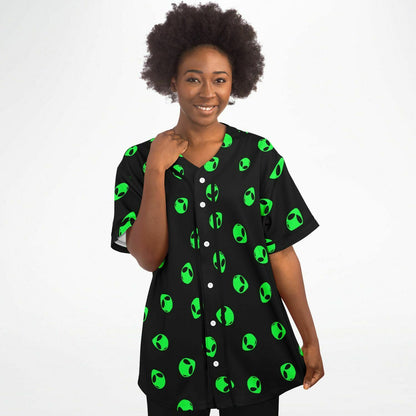 Black Repeating Cartoon Rave Baseball Jersey