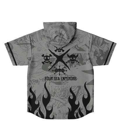 Grayscale One Piece Rave Hooded Baseball Jersey
