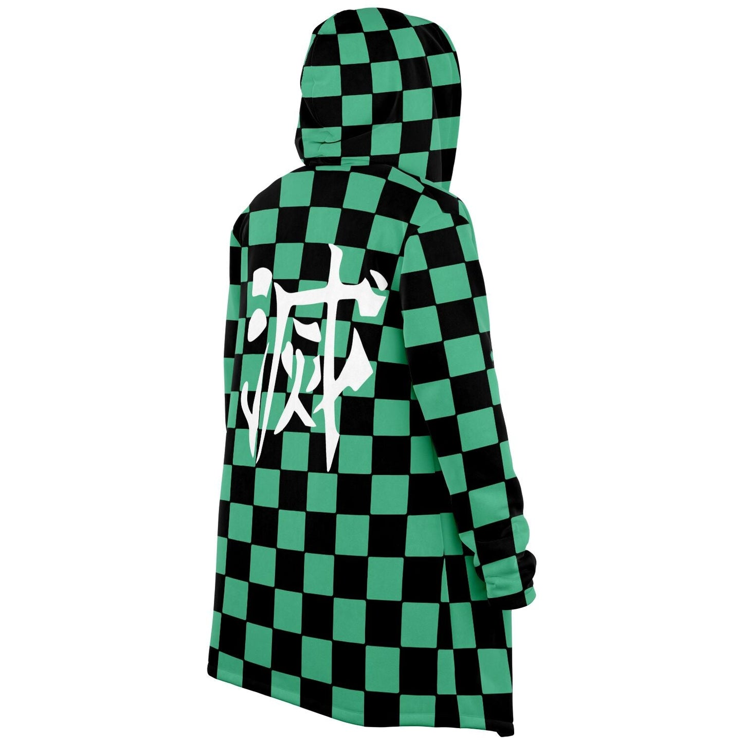 Teal Green Black Checkered Rave Cloak