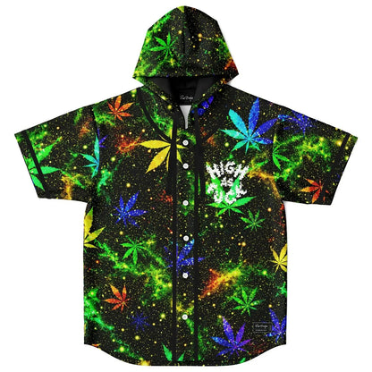 Black Cosmic Galaxy Rave Hooded Baseball Jersey