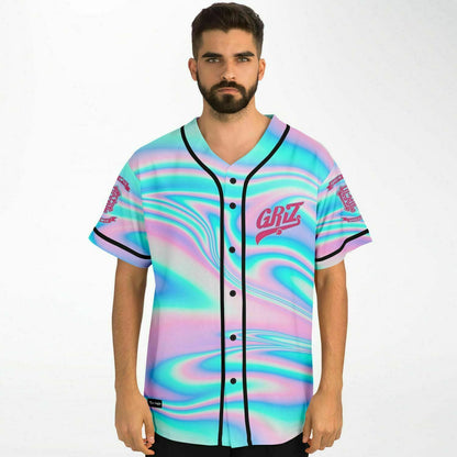 GRiZ Pastel Holographic Iridescent Liquid Rave Baseball Jersey