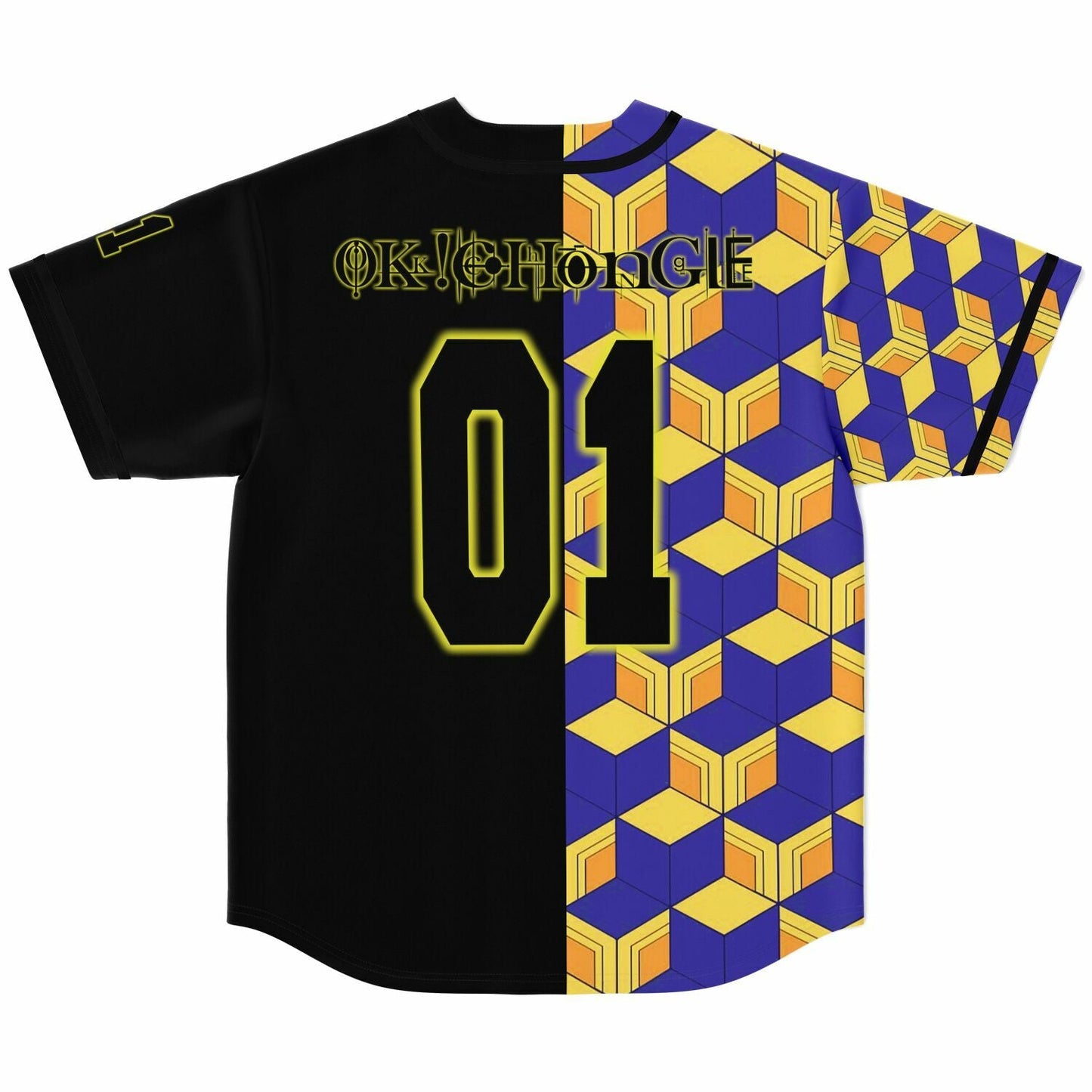 Purple Yellow Geometric Rave Baseball Jersey
