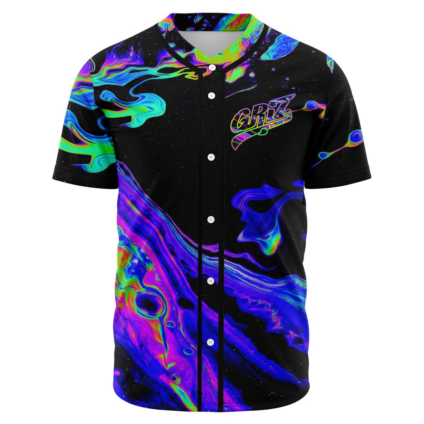 GRiZ Black Psychedelic Marbled Rave Baseball Jersey