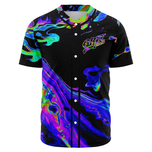 GRiZ Black Psychedelic Marbled Rave Baseball Jersey