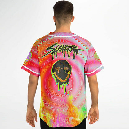 Slander Hot Pink Psychedelic Spiral Rave Baseball Jersey