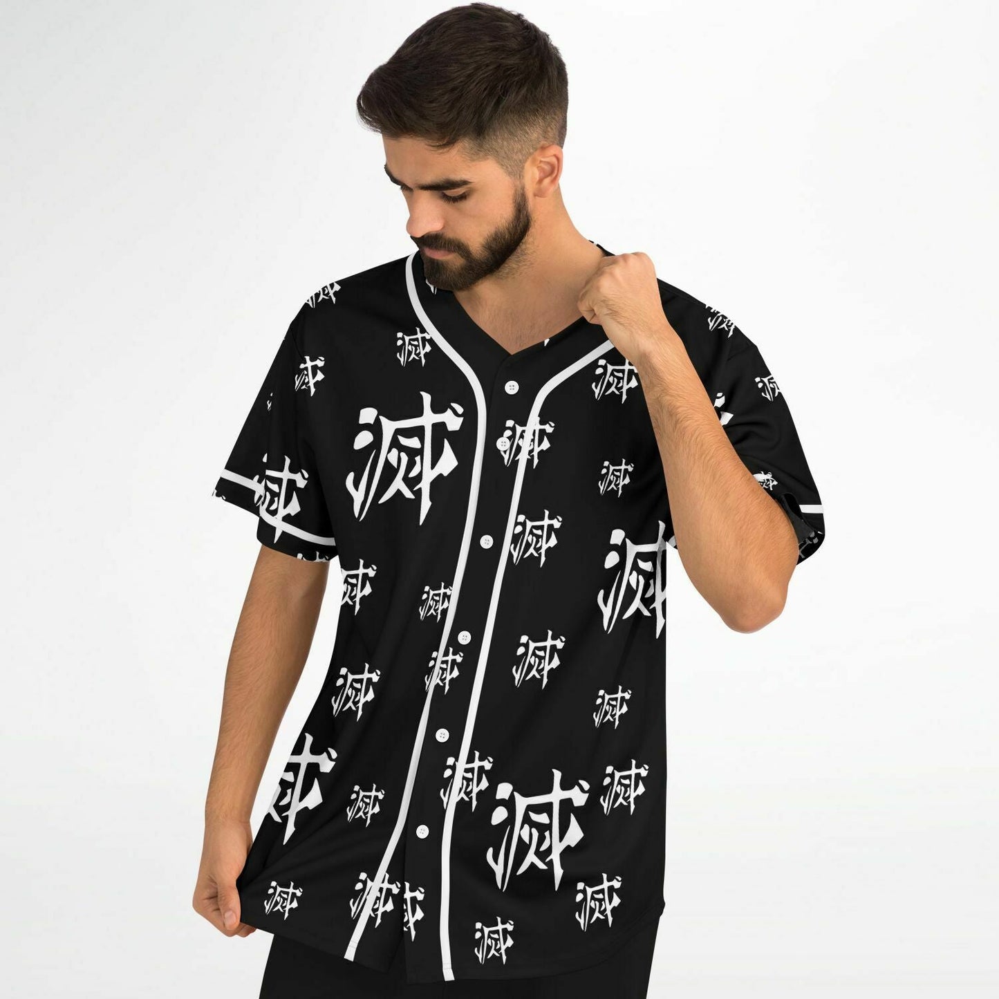 Black Repeating White Rave Baseball Jersey