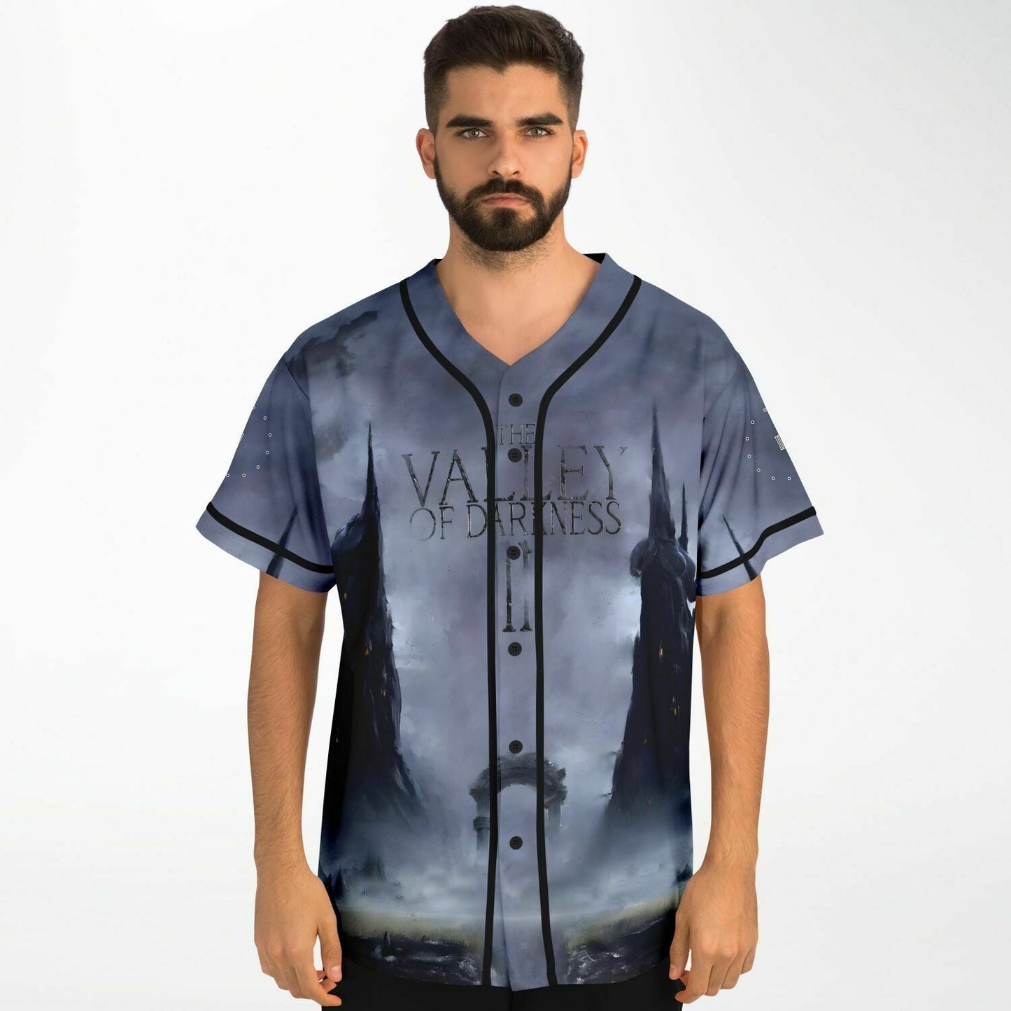 Sullivan King Dark Grey Fantasy Landscape Rave Baseball Jersey