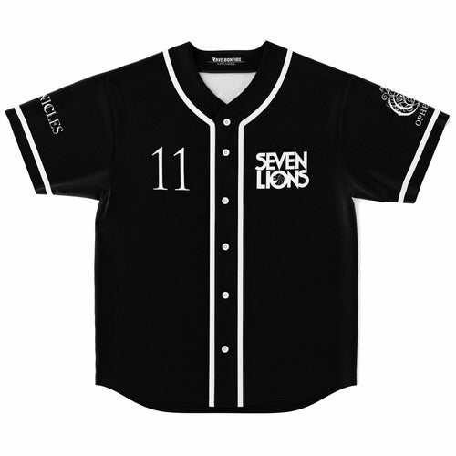 Seven Lions Black Wordmark Lion Rave Baseball Jersey