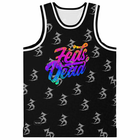 Zeds Dead Black Rainbow Tie Rave Basketball Jersey