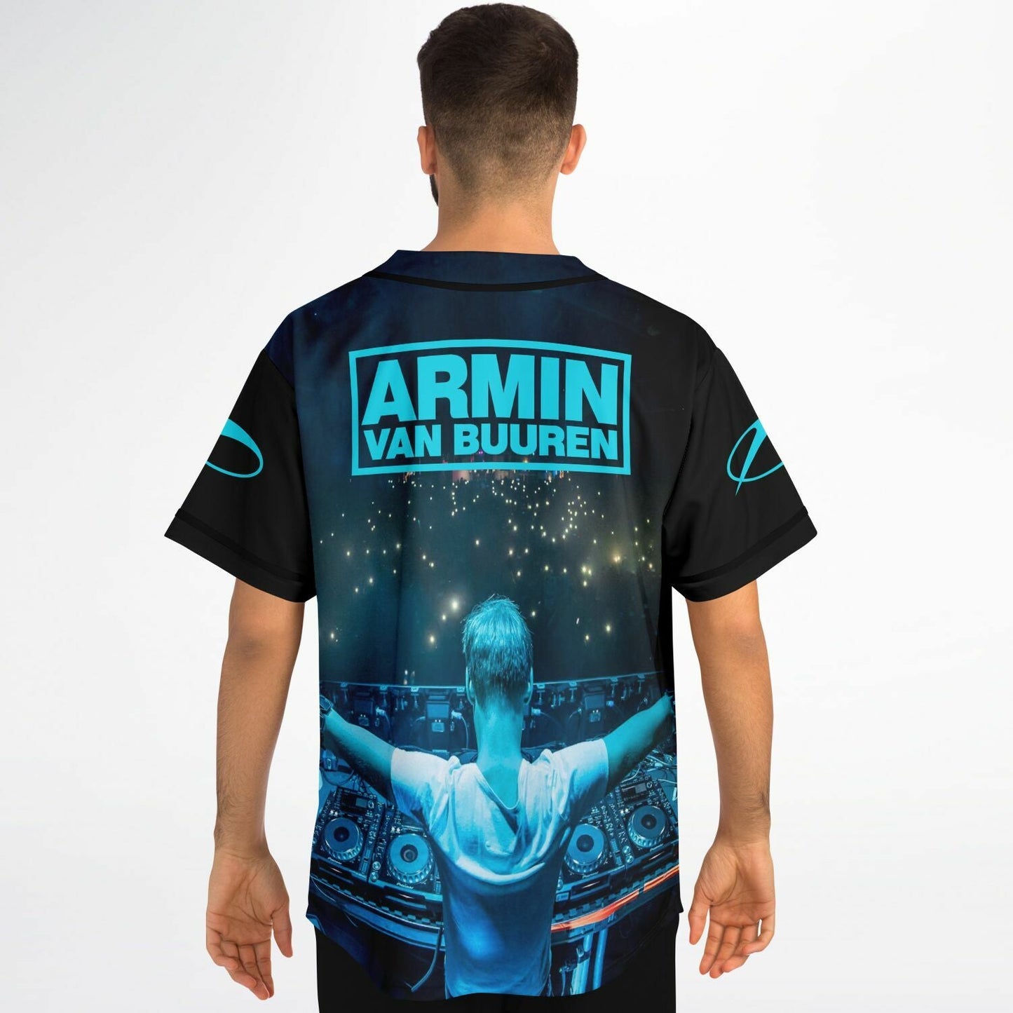 Armin van Buuren Black Teal Box Wordmark Rave Baseball Jersey