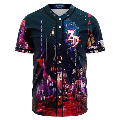 Black Rainy Neon Rave Baseball Jersey