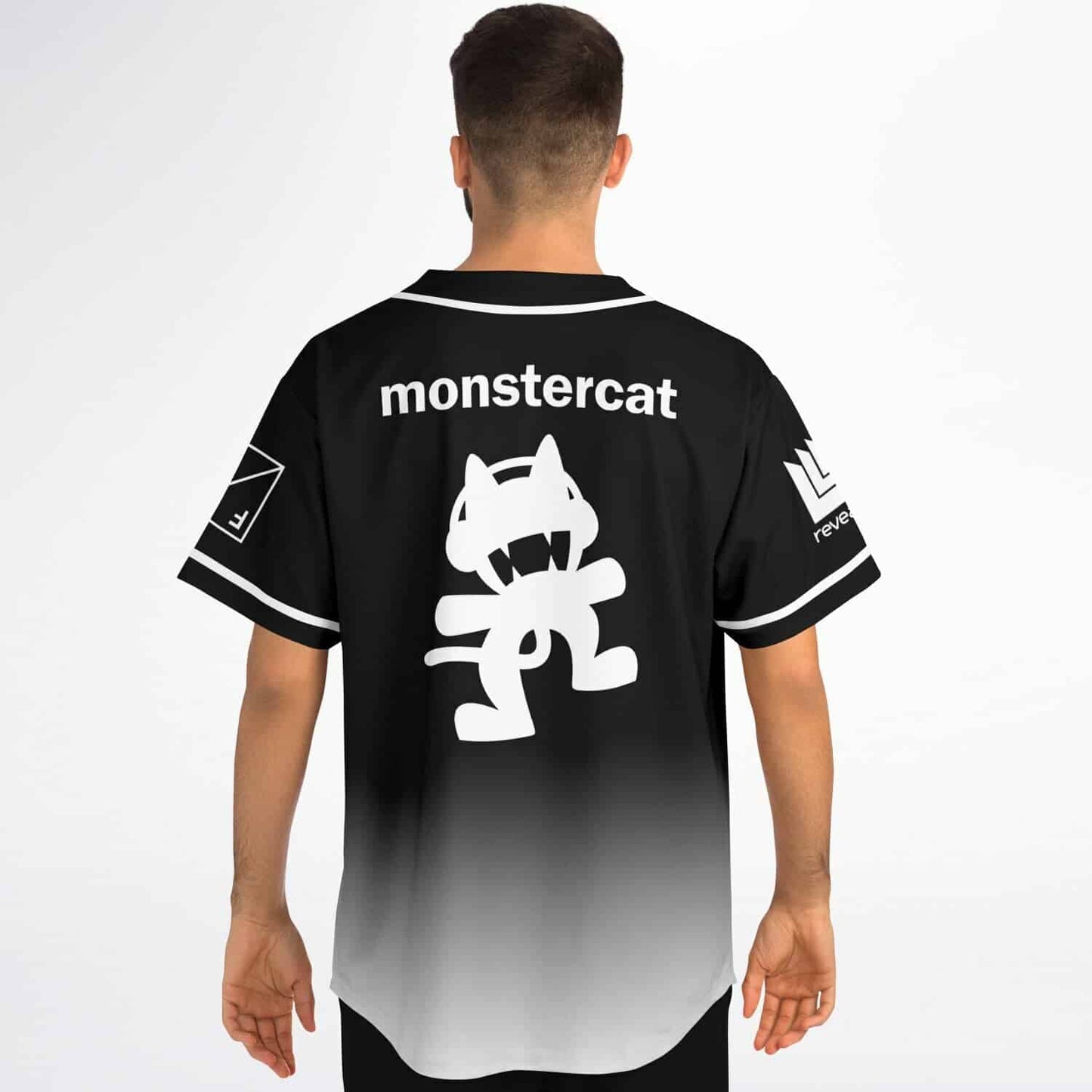 Black White Minimal Gradient Rave Baseball Jersey