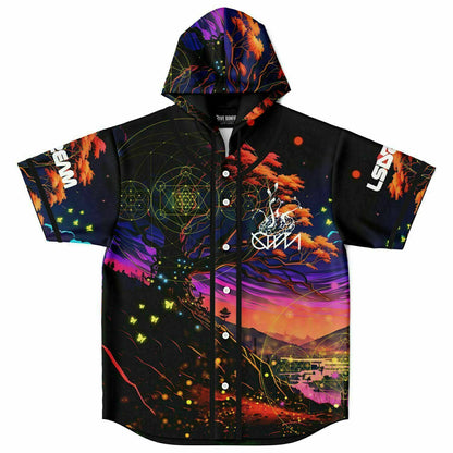 LSDREAM Black Psychedelic Surreal Rave Hooded Baseball Jersey