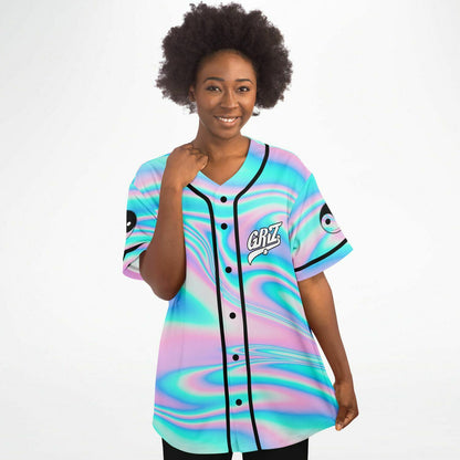 GRiZ Pastel Holographic Iridescent Oil Rave Baseball Jersey