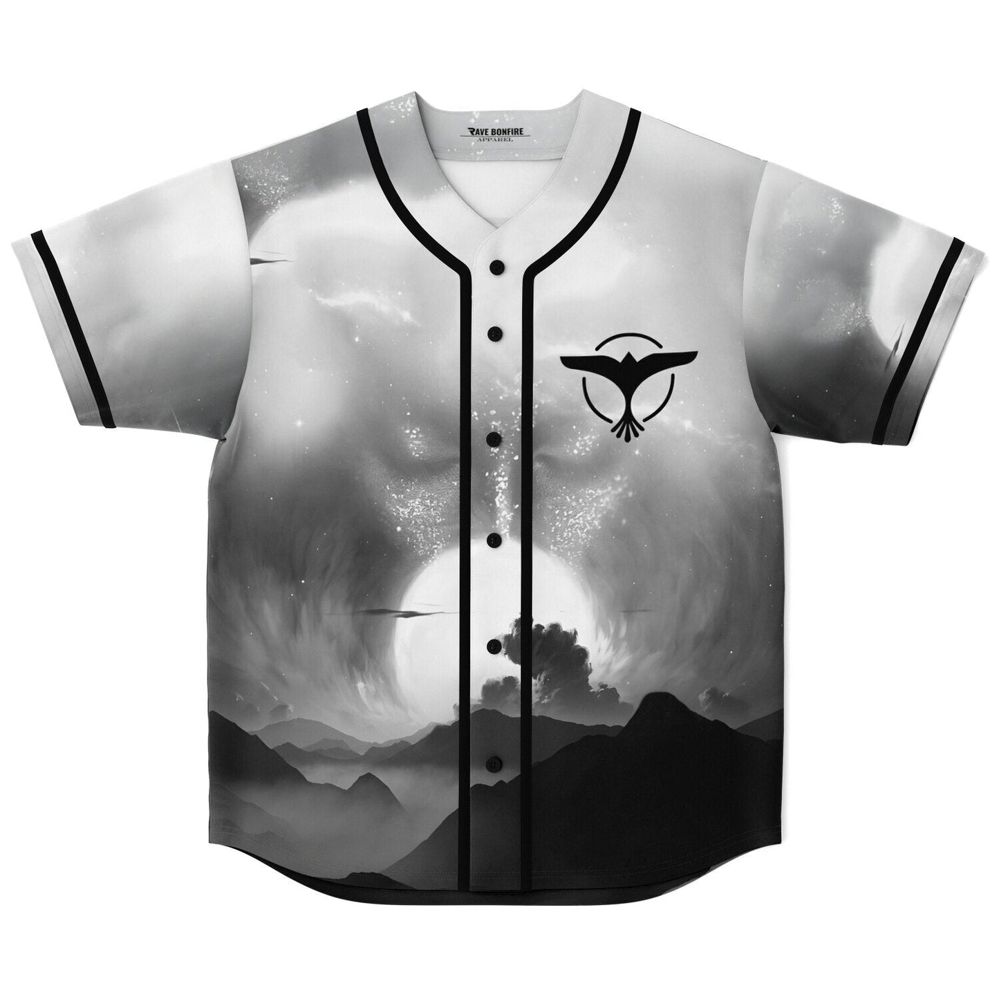 Tiesto Grayscale Black Cosmic Rave Baseball Jersey