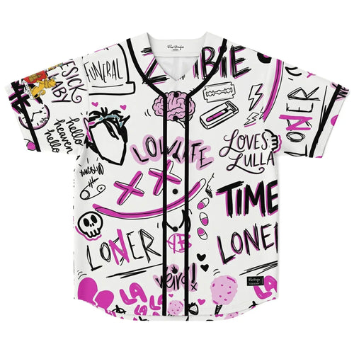 YUNGBLUD White Hand Drawn Rave Baseball Jersey
