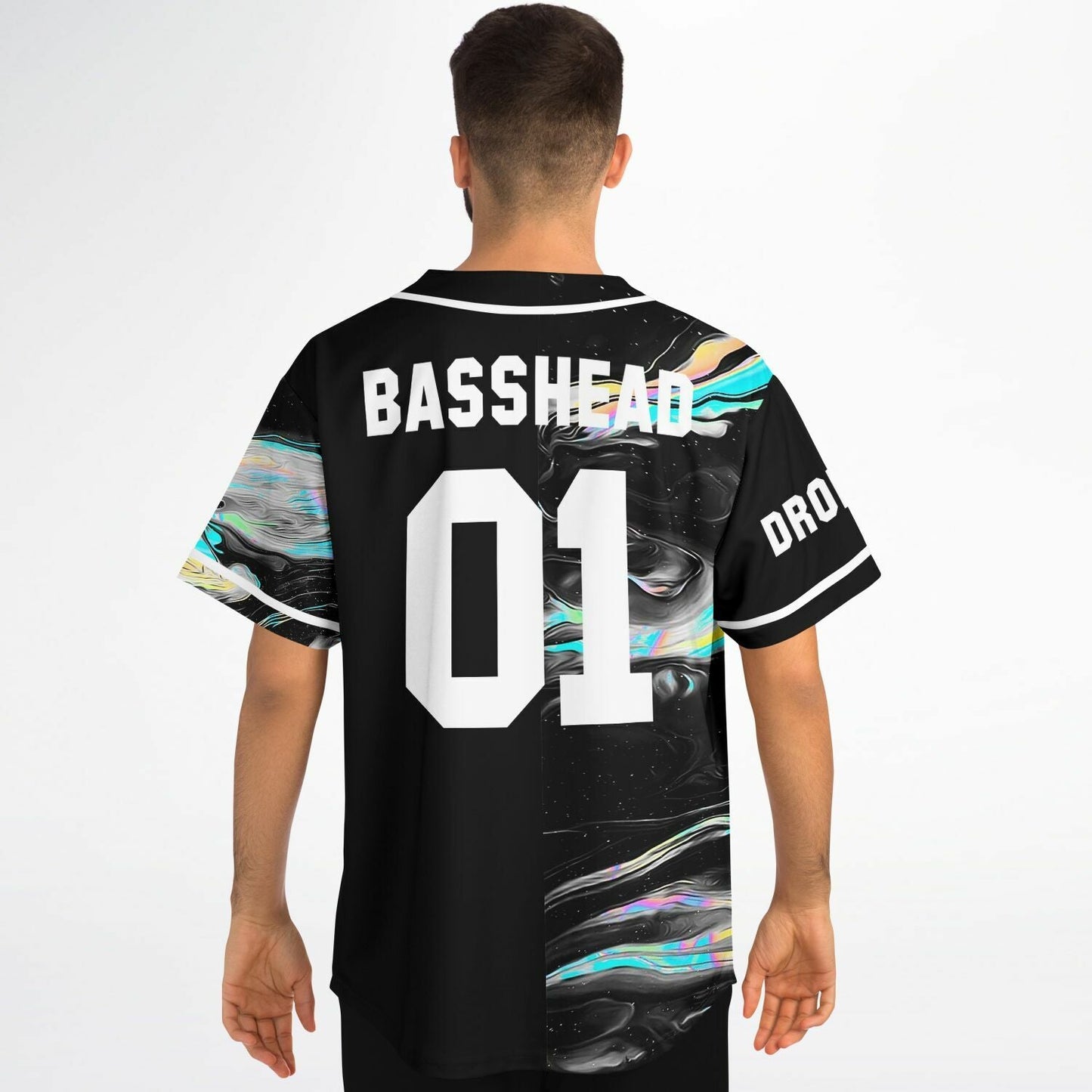 Black Holographic Liquid Rave Baseball Jersey