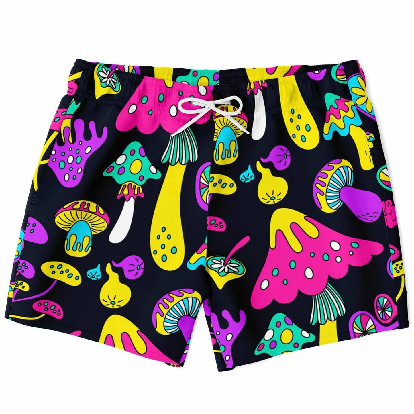 Dark Navy Psychedelic Mushrooms Rave Swim Trunks