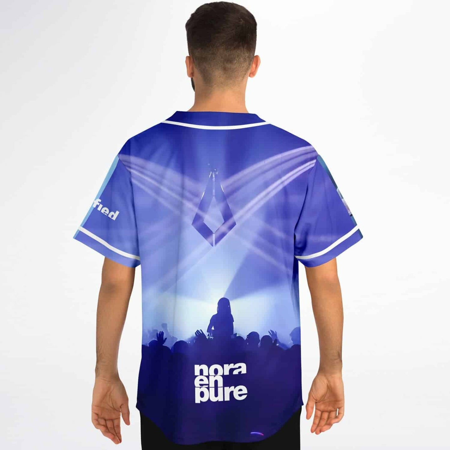 Nora En Pure Blue Gradient Cherry Blossom Rave Baseball Jersey