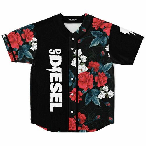 DJ Diesel Black Dark Floral Rave Baseball Jersey