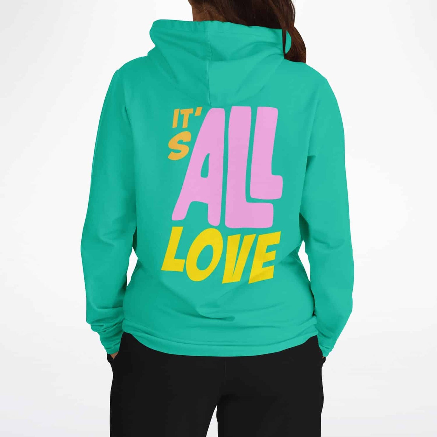 It’s All Love Teal Bubble Letter Rave Hoodie