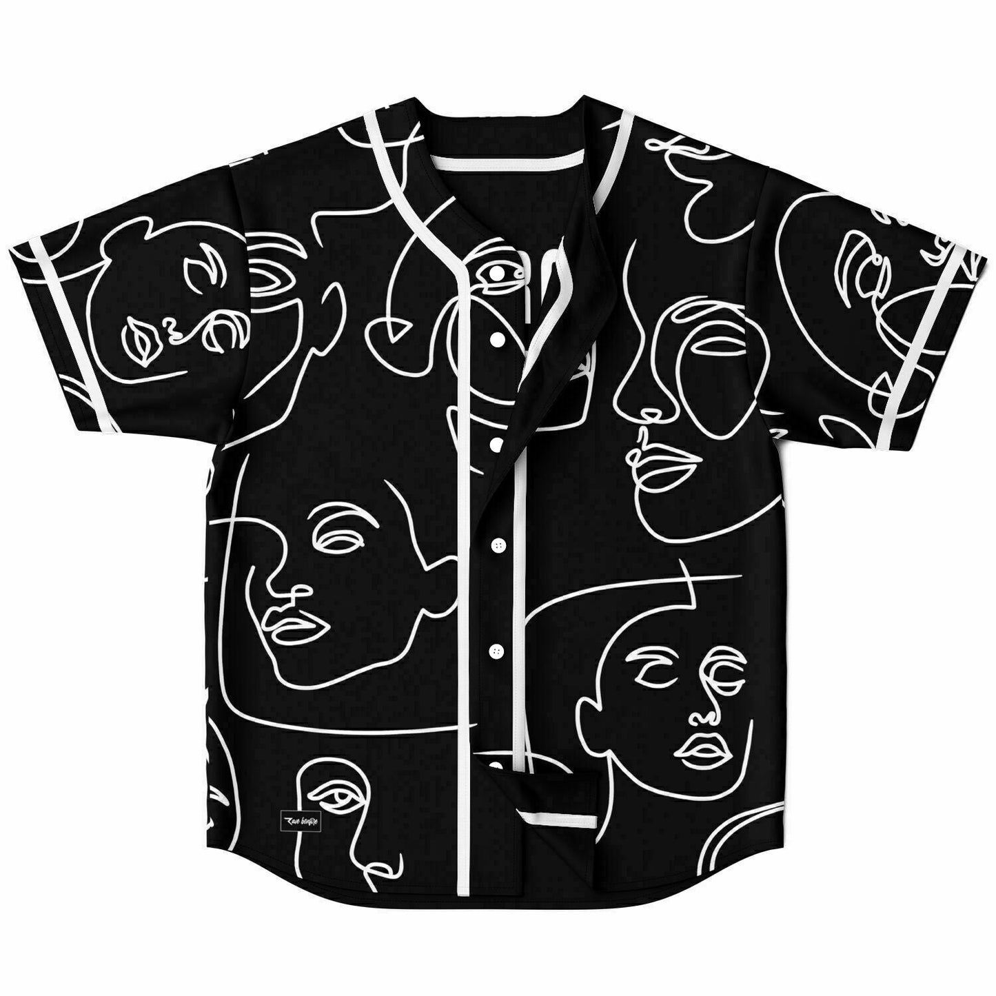 Black & White Line Art Reversible Baseball Jersey