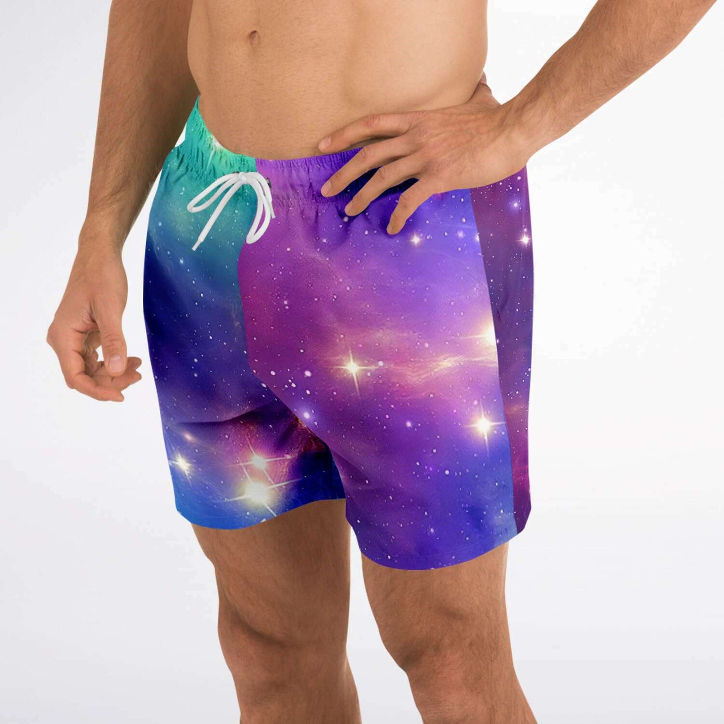 Purple Outer Space Rave Swim Trunks