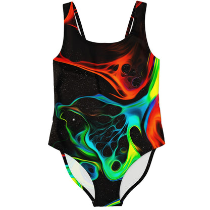 Black Starry Fluid Art Rave Swimsuit