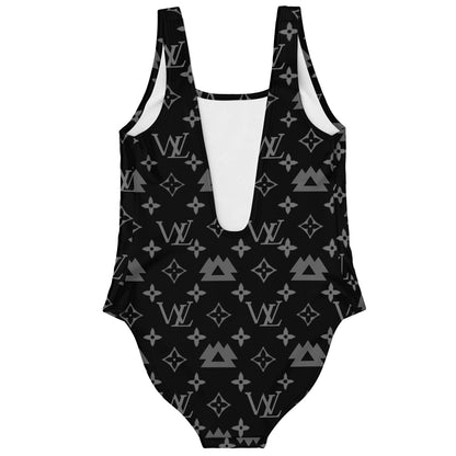 Black Repeating Designer Rave Swimsuit