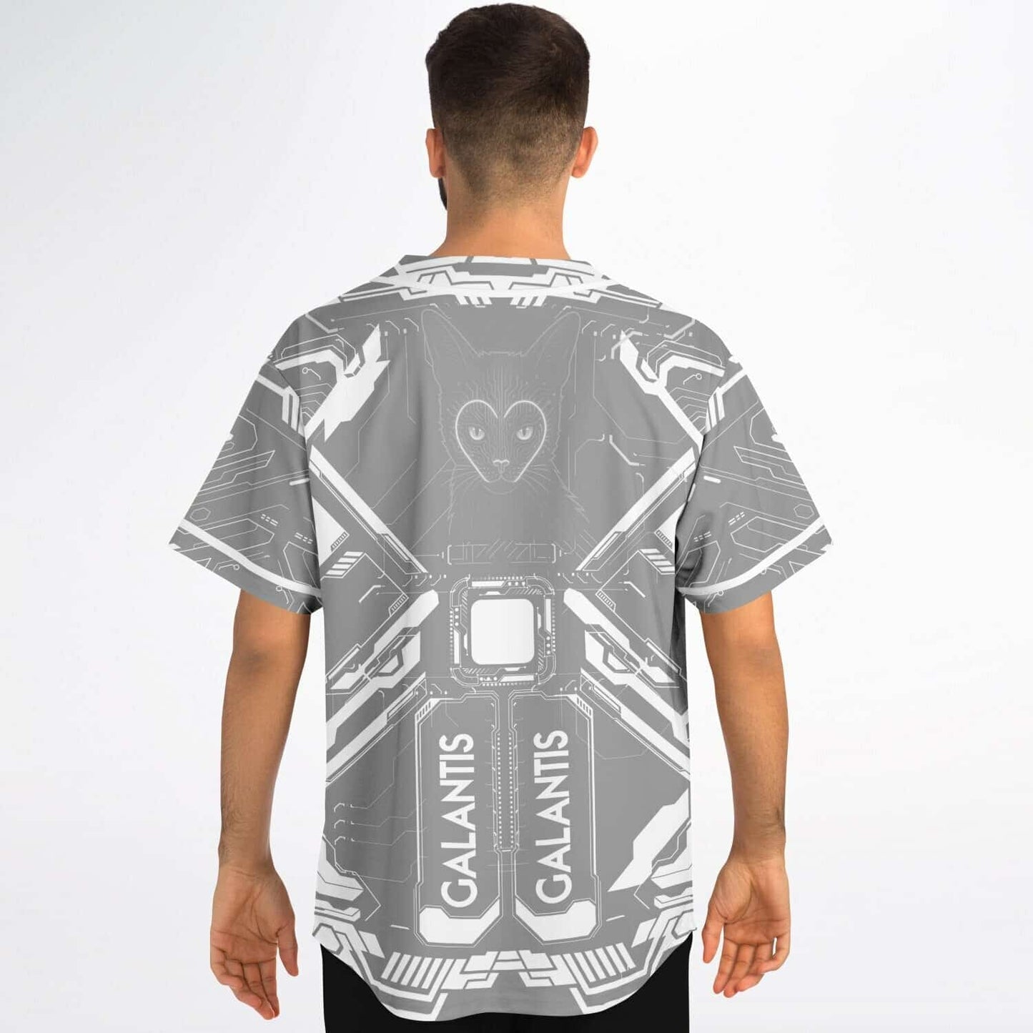 Galantis Gray White Futuristic Circuit Rave Baseball Jersey