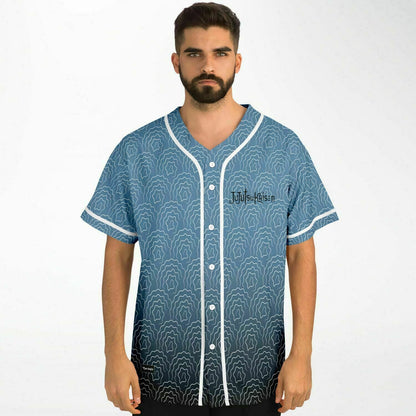 Steel Blue Abstract Topographic Rave Baseball Jersey
