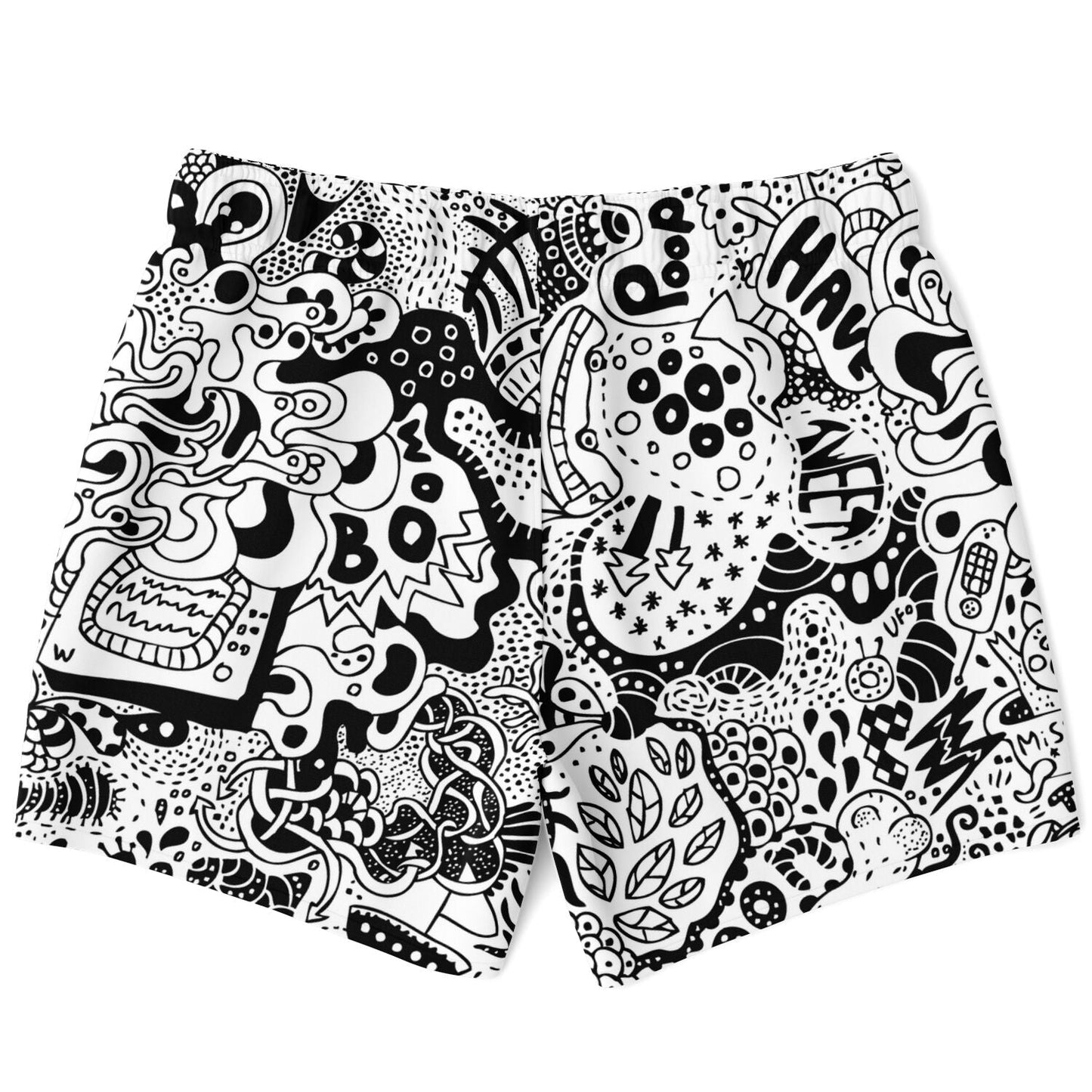 Black White Dense Psychedelic Rave Swim Trunks