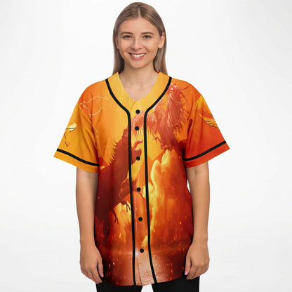 Fiery Orange Two Dragons Rave Baseball Jersey