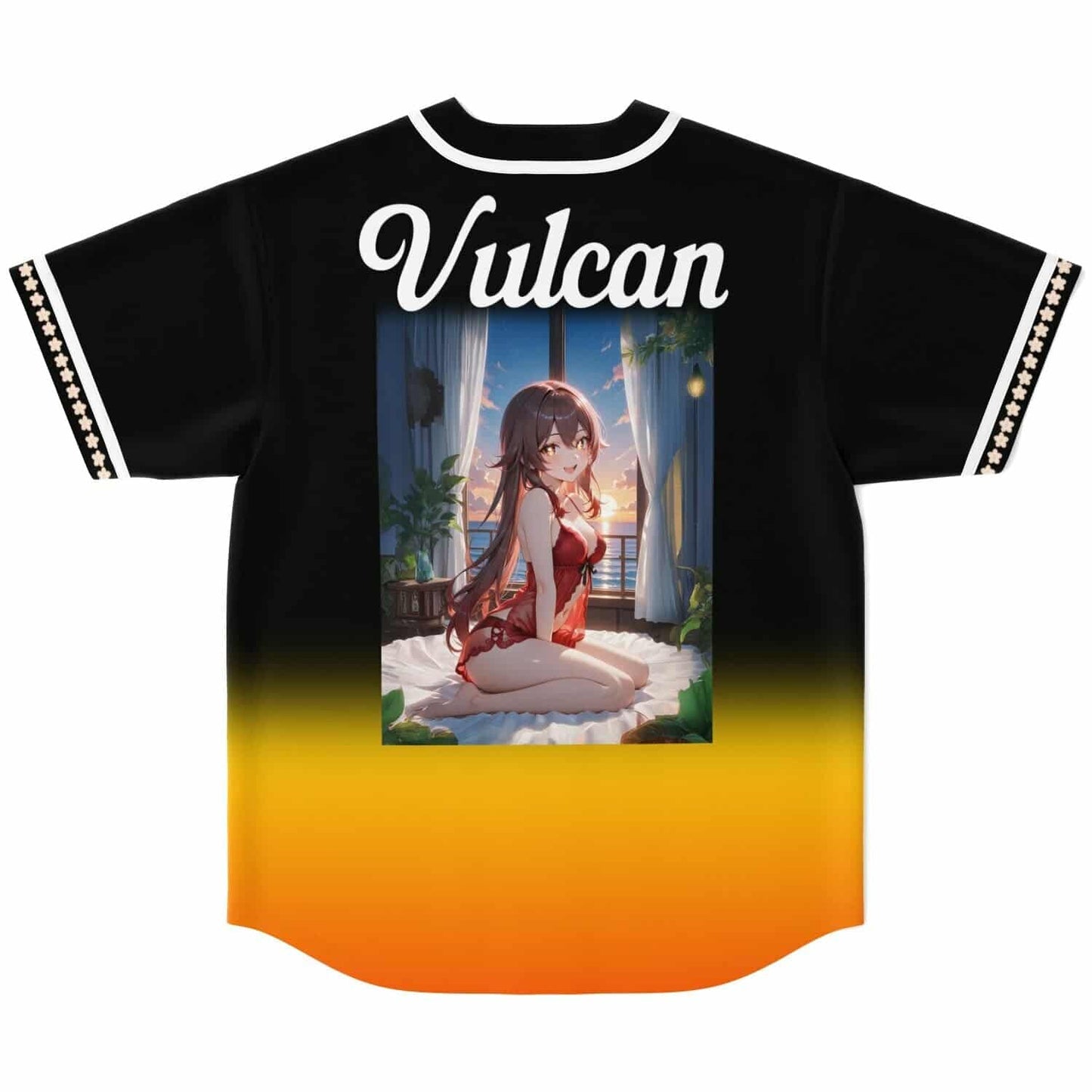 Black Orange Anime Girl Rave Baseball Jersey