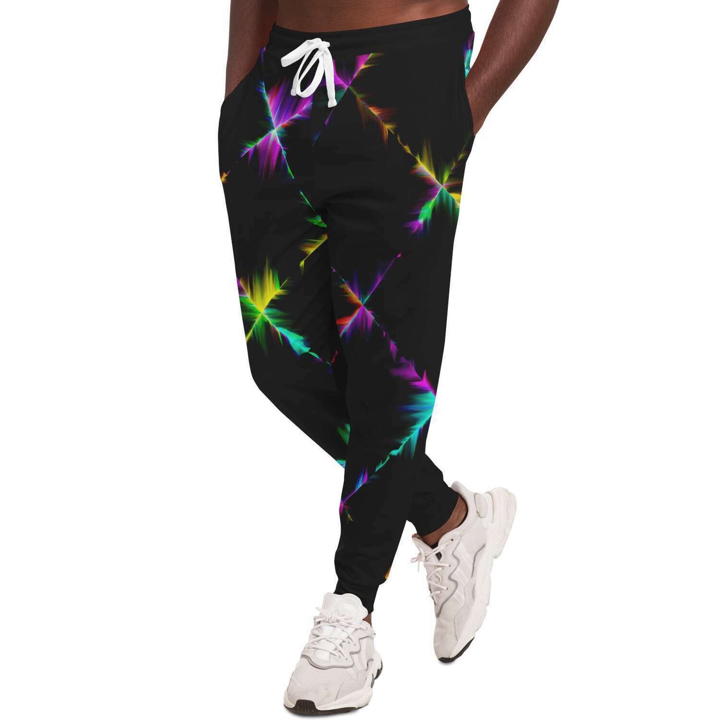 Black Abstract Feathered Rave Joggers