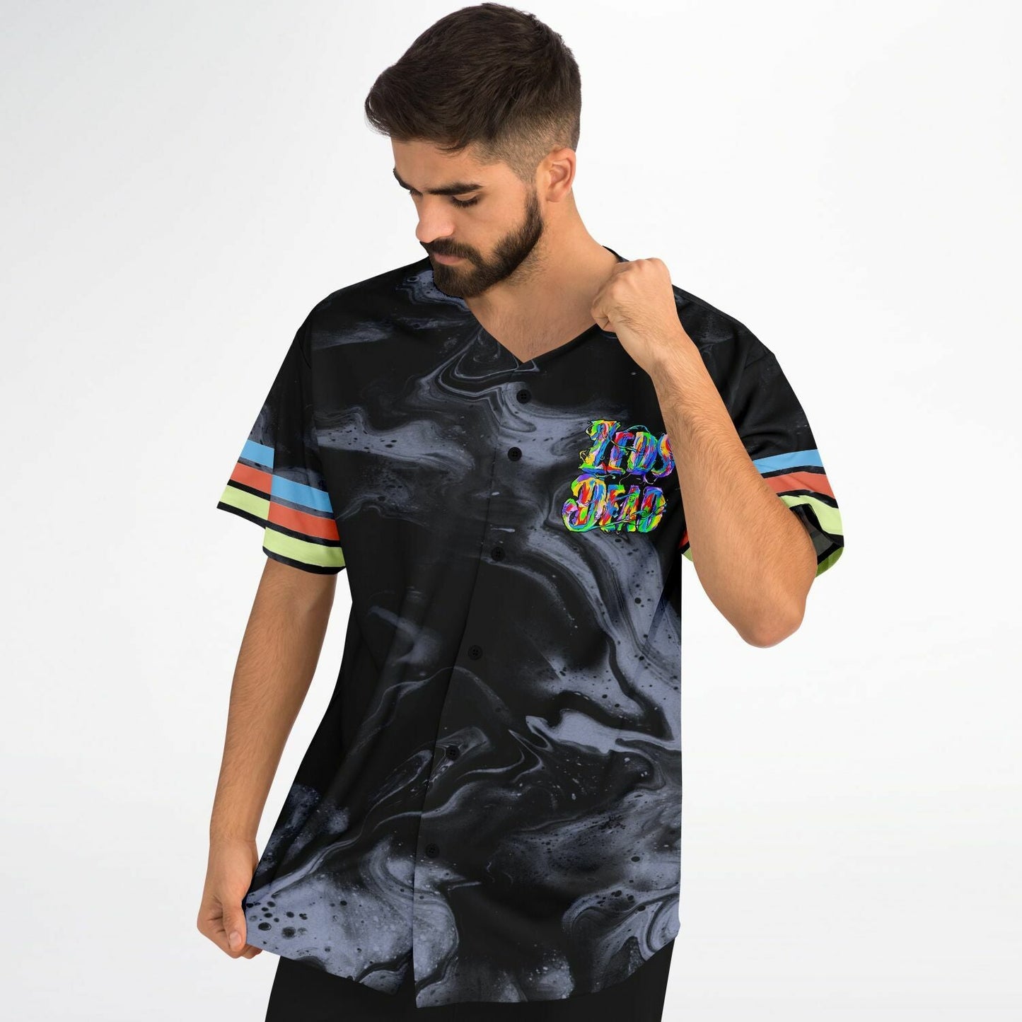 Zeds Dead Black Charcoal Psychedelic Marbled Rave Baseball Jersey