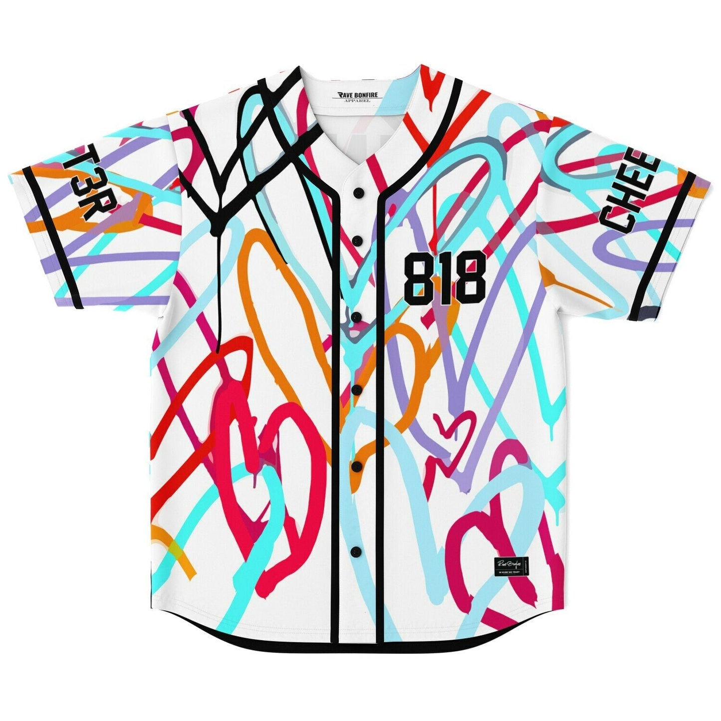 White Graffiti Scribble Rave Baseball Jersey