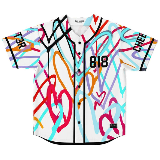 White Graffiti Scribble Rave Baseball Jersey