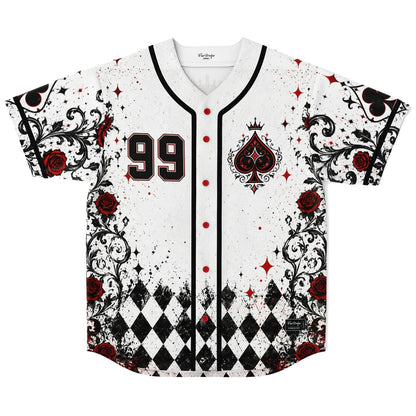 White Playing Card Rave Baseball Jersey