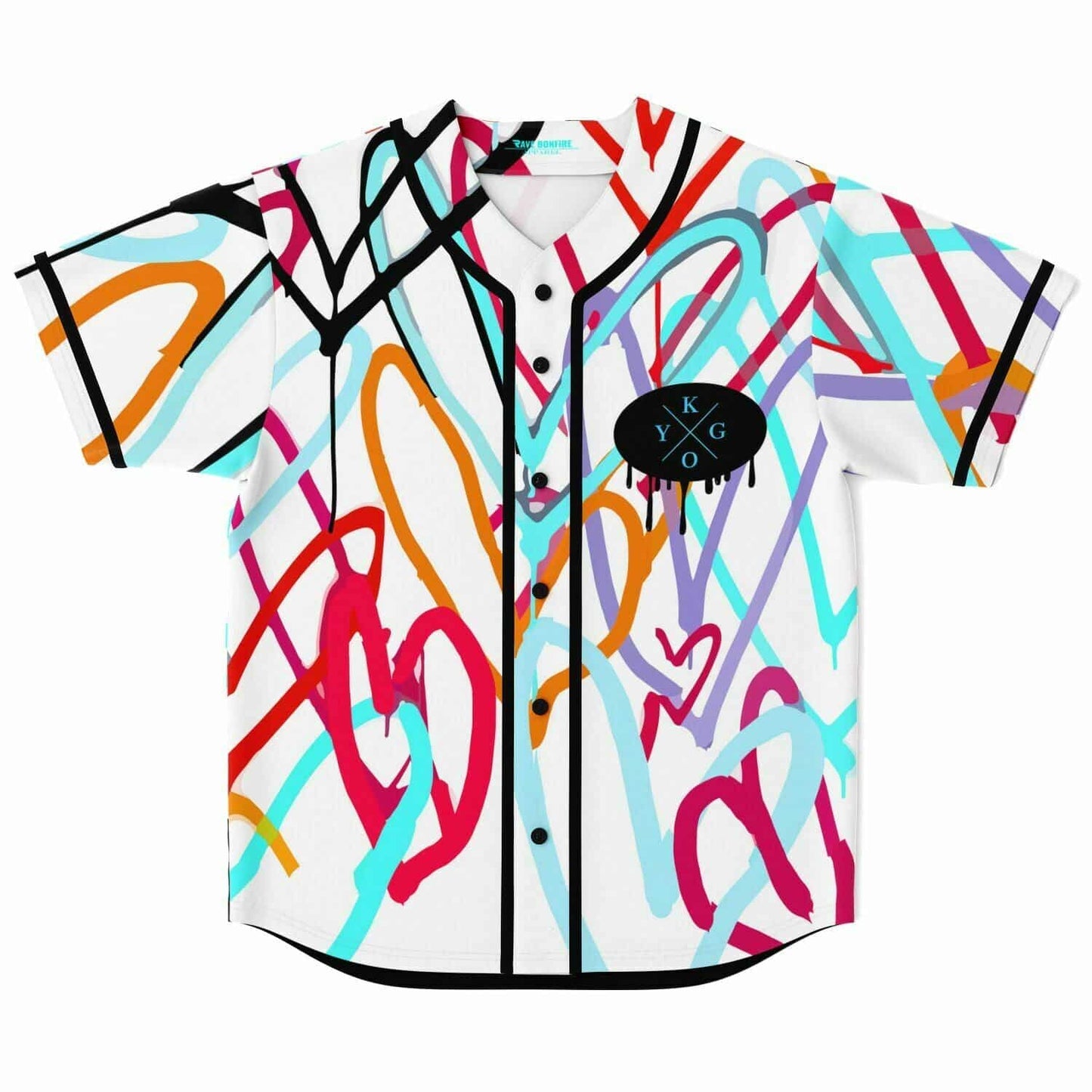 Kygo White Colorful Scribbled Rave Baseball Jersey