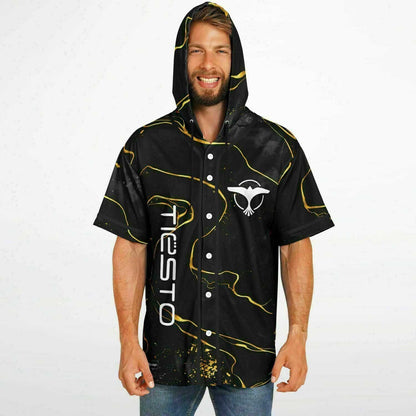 Tiesto Black Marble Rave Hooded Baseball Jersey