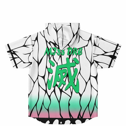White Cracked Rave Hooded Baseball Jersey