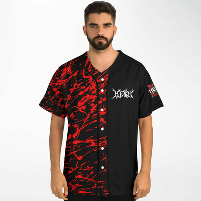 HESH Black Red Paint Rave Baseball Jersey