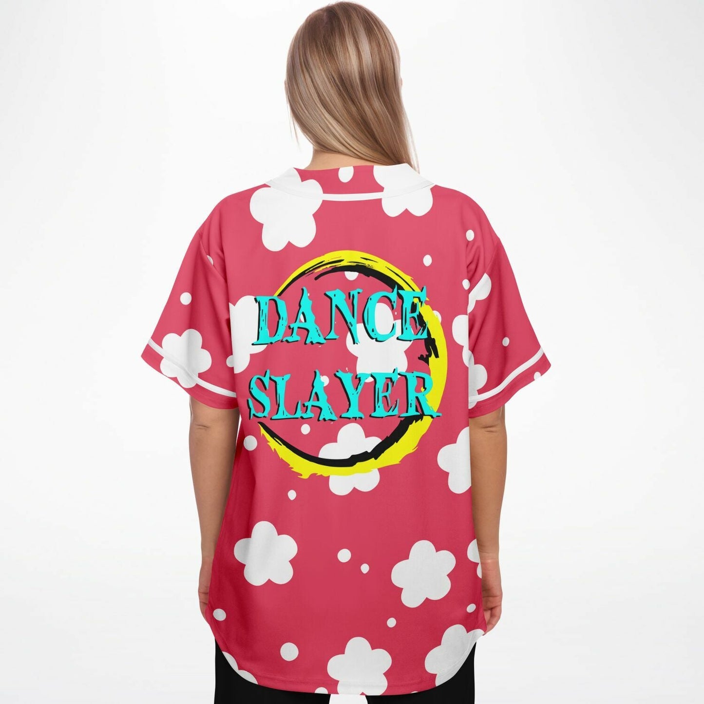 Coral Pink White Flower Rave Baseball Jersey