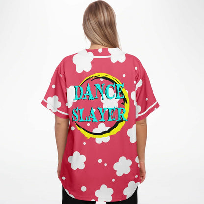 Coral Pink White Flower Rave Baseball Jersey